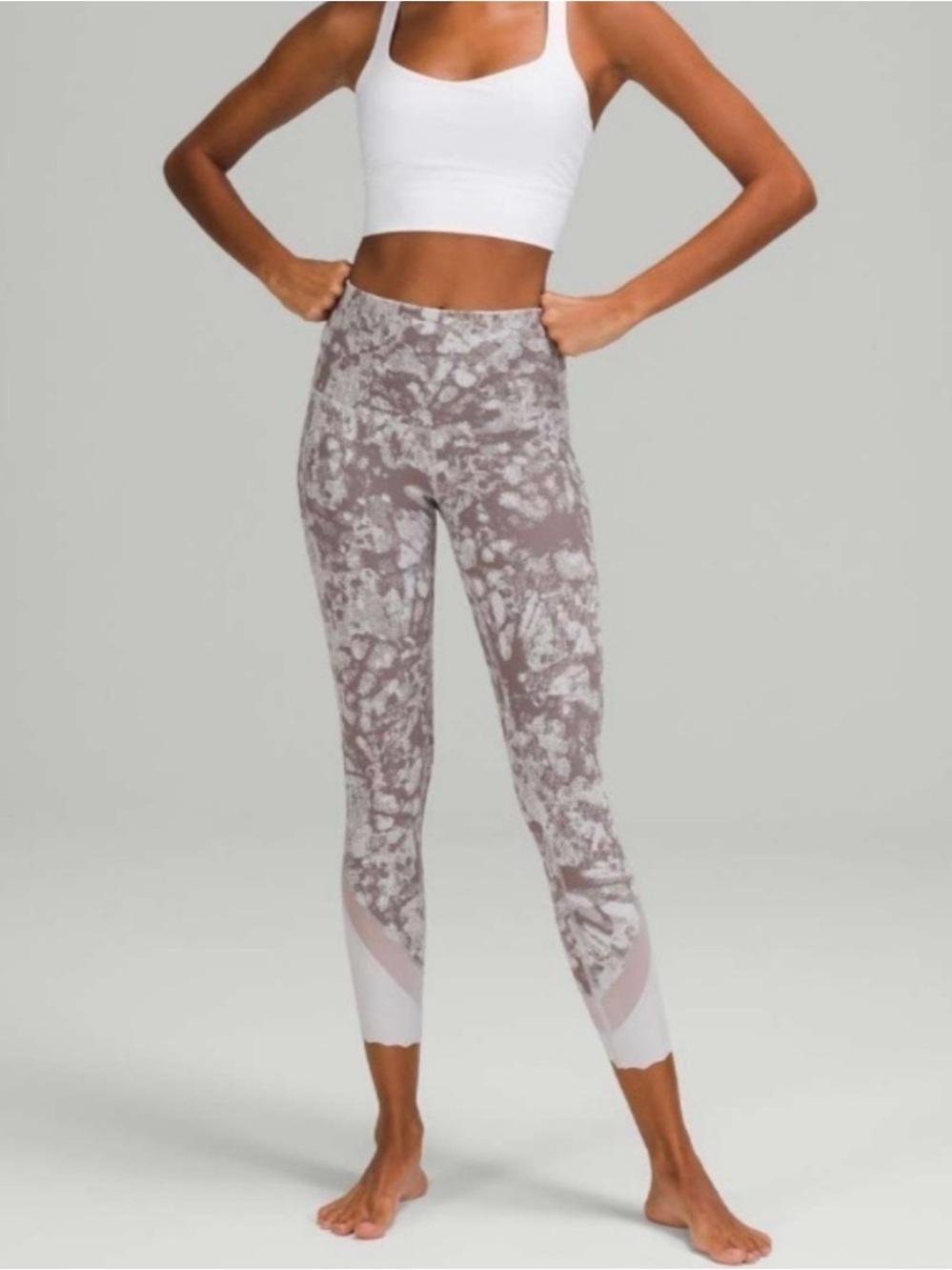 Lululemon Wunder Under Scalloped Hem High-Rise Crop 23" Luxtreme Roll Down grey